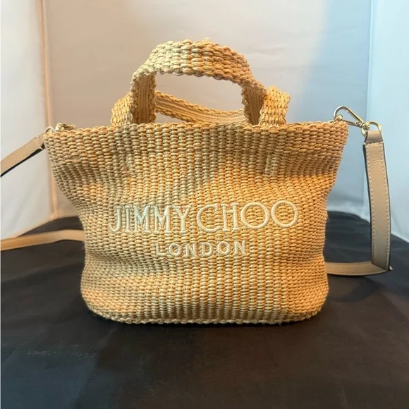 Jimmy Choo Tan Woven Tote Bag - Picture 5 of 9
